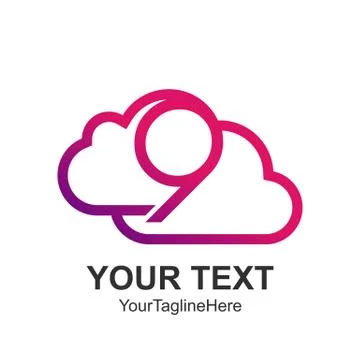 Creative abstract number nine cloud vector logo design template element. Colo Ilustração Stock