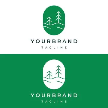Creative abstract pine tree and pine forest Logo template design isolated b.. Stock Illustration