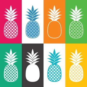 Creative abstract pineapple icons Stock Illustration