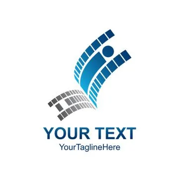 Creative abstract pixel human up vector logo design template element. Colored Stock Illustration