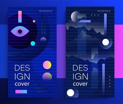 Creative abstract posters set. Covers templates collection with graphic geome Stock Illustration