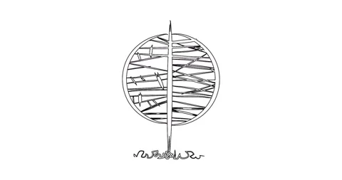 Creative abstract round tree in designer style Stock Footage 148194102