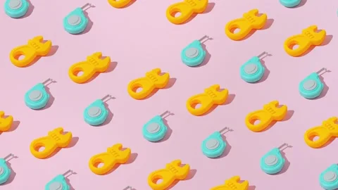 Creative abstract screwdriver and tape measure pattern flat lay pink background Stock Footage 331713895