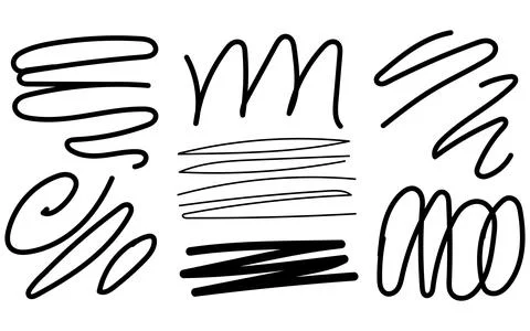 Creative abstract scribble lines and shapes collection on clean white backg.. Stock Illustration