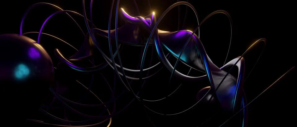Creative Abstract Shapes Three Dimensional PurpleBlue 3D Background 3D Render Иллюстрация