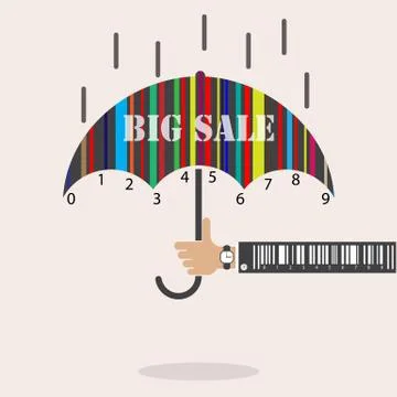 Creative abstract shopping  logo design with barcode symbol. Sale icon,discou Illustrazione stock