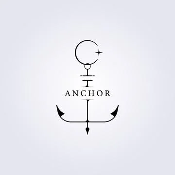 Creative abstract simple line anchor surf logo symbol icon vector illustratio Stock Illustration