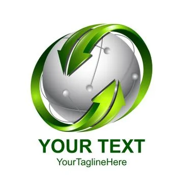 Creative abstract sphere 3d orbits arrow vector logo design template element. Ilustración de archivo