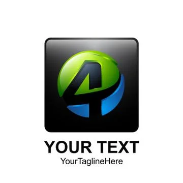 Creative abstract square 3D number four vector logo design template element.  Illustrazione stock