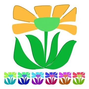 Creative abstract square flowers vector cartoon graphic Stock Illustration