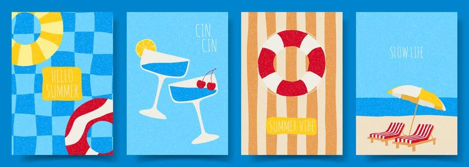 Creative abstract summer cards Stock Illustration