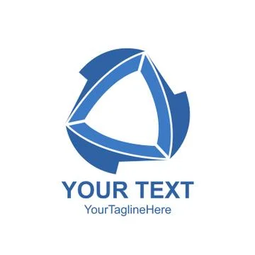 Creative abstract triangle vector logo design template element. Colored blue  Stock Illustration