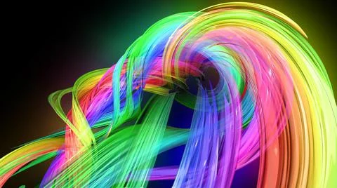 Creative abstract twisted rainbow color background. Abstract stripes. 3d render Stock Illustration