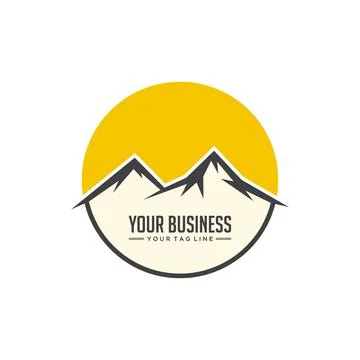 Creative, Abstract vector emblem nature or outdoor mountain on the white ba.. Stock Illustration