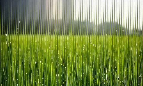 Creative abstract view of lush green grass field seen through a vertical ri.. 스톡 일러스트