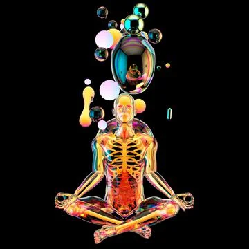 Creative abstract zen man exploding with paint art Stock Illustration