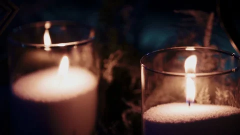 Creative Advent decoration with two burning candles Video stock 127668043