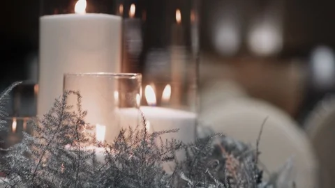 Creative Advent decoration with two burning candles Video stock 127668196
