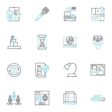 Creative agency linear icons set. Inspiration, Imagination, Innovation, Design Stock Illustration