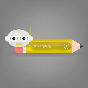 Creative AI education assistant pencil chatbot interface design concept イラスト素材