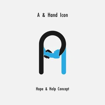 Creative A- alphabet icon abstract and hands icon design vector template.Busi Stock Illustration