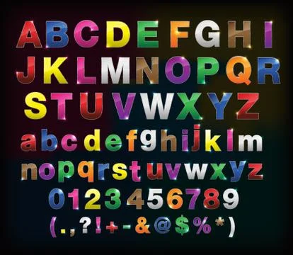 Creative  alphabet metal border set Stock Illustration