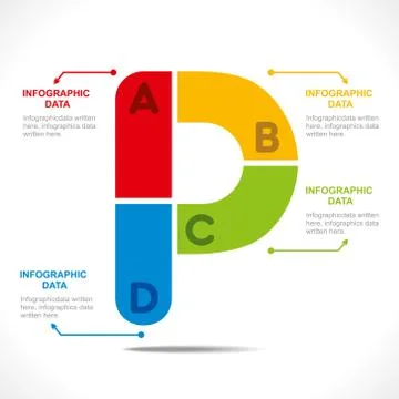 Creative alphabet  P  info-graphics design concept vector Stock Illustration