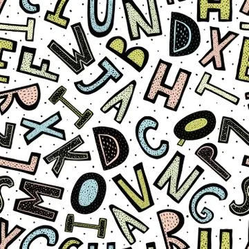 Creative alphabet seamless pattern 스톡 일러스트