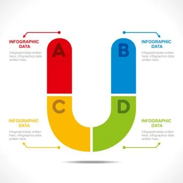 Creative alphabet  U  info-graphics design concept vector Stock-Illustration