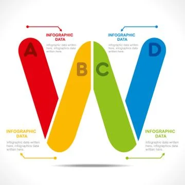 Creative alphabet  W  info-graphics design concept vector Illustrazione stock