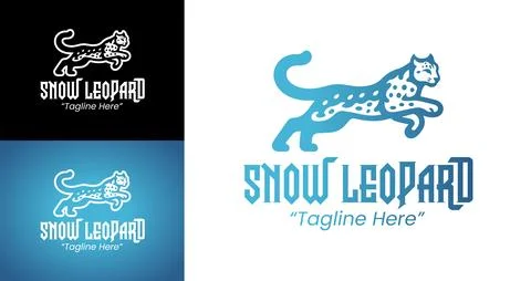 Creative and Bold Snow Leopard Icon Logo for Branding Identity Stock Illustration