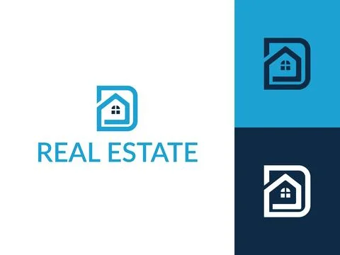 Creative A and D Letter House Logo Design, Minimalist Real Estate House Logo 스톡 일러스트