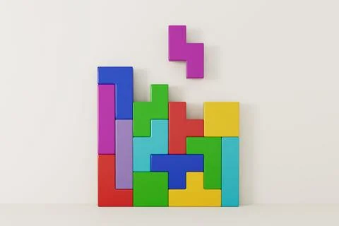 Creative and Logical Thinking Concept. Different Colorful Shapes Wooden Blo.. Stock Illustration