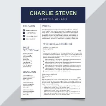 Creative and minimalistic personal vector Resume template Illustrazione stock