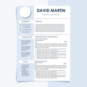 Creative and minimalistic personal vector Resume template Stock Illustration