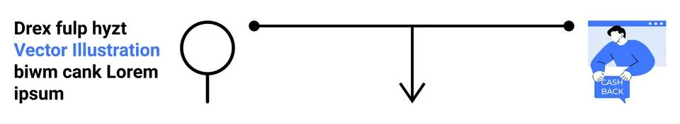 Creative and Modern Design Elements with Text and Character Holding a Paper Illustrazione stock