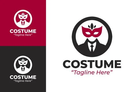 Creative and Professional Red Black Costume Mask Emblem for Business Use Stock Illustration