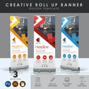 Creative and Professional Roll-up Banner Template. イラスト素材