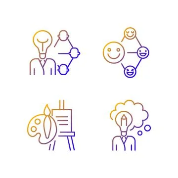 Creative and professional talents gradient linear vector icons set Stock Illustration
