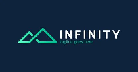 Creative and simple mountain and infinity river flow logo design inspiration. Stock Illustration