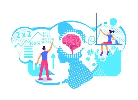 Creative and technical aspects of personality flat concept vector illustratio Stock Illustration