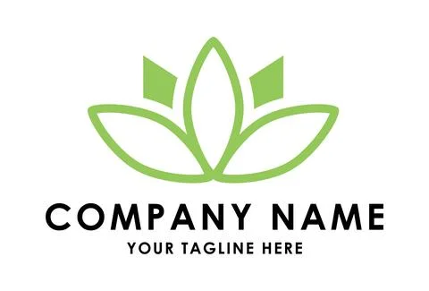 Creative and Unique Abstract Lotus Green Leaf Nature Logo Design Concept	 Stock Illustration