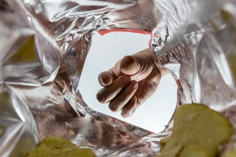 Creative angle concept inside a bag of chips Stock Photos