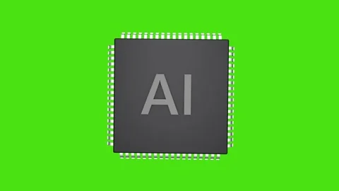 Creative animation of an AI chip labeled “AI” on a chroma key background Stock Footage 327922223