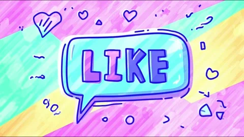 Creative animation of a colorful speech bubble with the word like surrounded by  Stock Footage 313382231