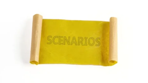 Creative animation words on a scroll exploring vibrant scenarios and imaginative Stock Footage 295416088