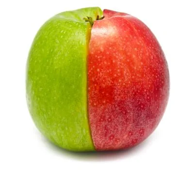 The creative apple combined from two half Stock Photos