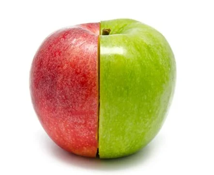 The creative apple combined from two half Stock Photos
