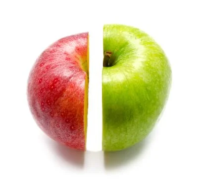 The creative apple combined from two half Stock Photos