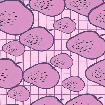 Creative apple seamless pattern in doodle style. Fruis wallpaper. 스톡 일러스트